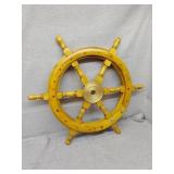 Ship wood hanging steering wheel