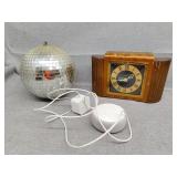 Disco ball, Amazon echo, wall clock