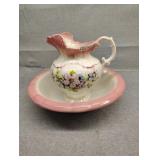 Vintage ceramic pitcher and wash bowl