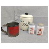 Metal Milwaukee cup, cookie jar and more