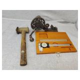 Keen cutter, brass Hammer and caliper