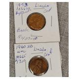 1960 SD and 73 pennies