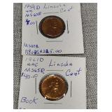 1959d and 1961 d uncirculated pennies