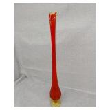 Tall red and and Amber rib vase