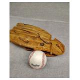 Baseball glove and ball