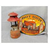 Lantern and hot rod sign