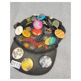 Metallica hat with all different kinds of pins