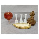 Decor lead server marked  24 karat gold