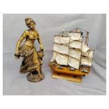 Heavy statue and ship decor one broke piece
