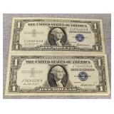 2 1957 Blue seal certificates $1