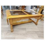 Drop side glass top coffee table