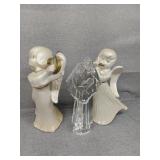 2 Ceramic Angels  one plastic