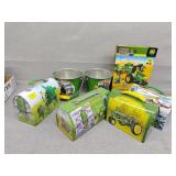 John Deere tin items and building blocks