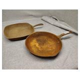 Two cast pans one is Wagner