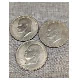 3 Ike dollars two 1971,  1 bicentennial