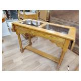Glass top coffee table 27x38x16 each side adds