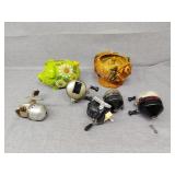 Fishing reels , pig coin bank and more