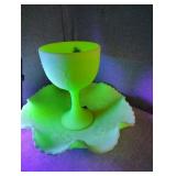 Two pieces Fenton uranium glass
