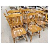 Five wood chairs