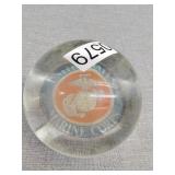 USMC glass paperweight glow in the dark