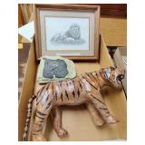 Paper mache lion and other decor items
