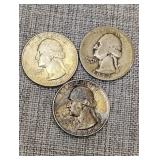 3 silver quarters 37, 63,64
