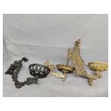 Three metal lamp brackets