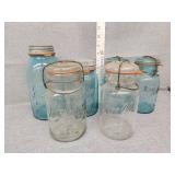 Four ball jars for blue two clear