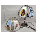 Lamp with two decorative glass lamp shades no