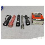 Five flashlights and drywall screws