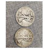 1935 and unreadable date silver walking Liberty