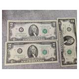 3- $2 bills 1976