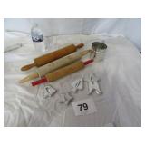 VINTAGE ROLLING PIN, FOLEY SIFTER, COOKIE