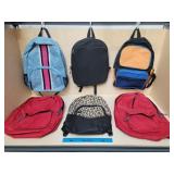 Six Different Backpacks Vlean and Zippers Work
