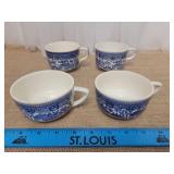 Antique Willow Ware Blue Colbalt Coffie Cups Somw