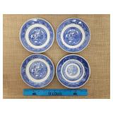 Four Willow Ware Blue Saucers Royal China.