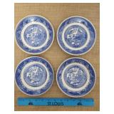 Four Willow Ware Blue Desert Plates Royal China