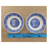 Two Willow Ware Blue Desert Bowls Royal China.