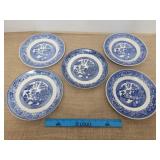 Five Original Willow Ware Blue Plates Royal