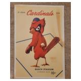 1956 St. Louis Cardinals Program vs Chicago Cubs