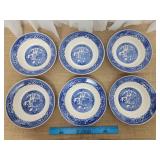 Six Willow Ware Blue Serving Bowls by Royal China