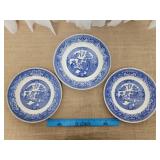 Three Willow Ware Blue Serving Plates by Royal