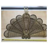 Brass Gargoyle Peacock Fireplace Screen Excellent