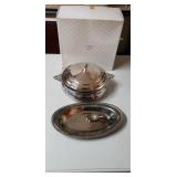 Plated Silver Casserole Bowl w lid and Pyrex