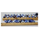 Blue, white, black marbles w Shooters and