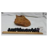 Speckled black marbles , purple , white 1 inch