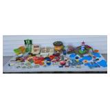 Collection of toys including Hot Wheels cars