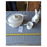 Vintage Pfaltzgraff rabbit pitcher, soup tureen
