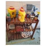 Teak wood shelf and all contents including