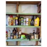 Contents of shelves only including wax, paint,
